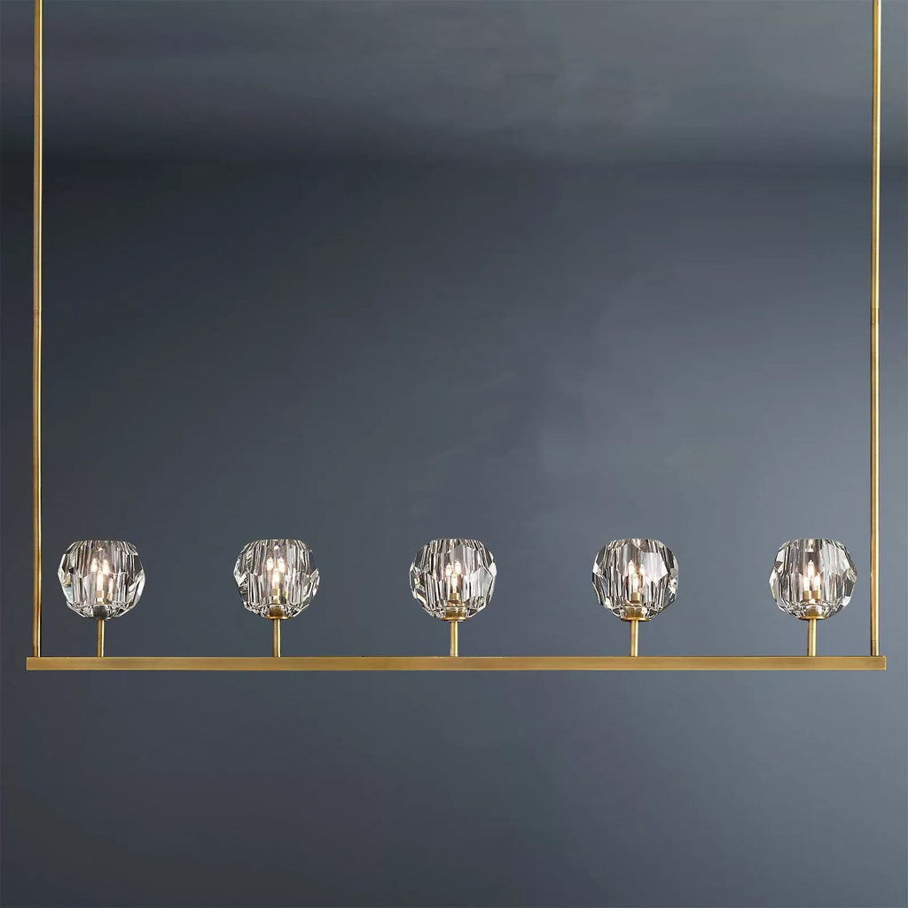 Boule De Crystal Ball Clear/Smoke Glass Linear Chandelier 48"