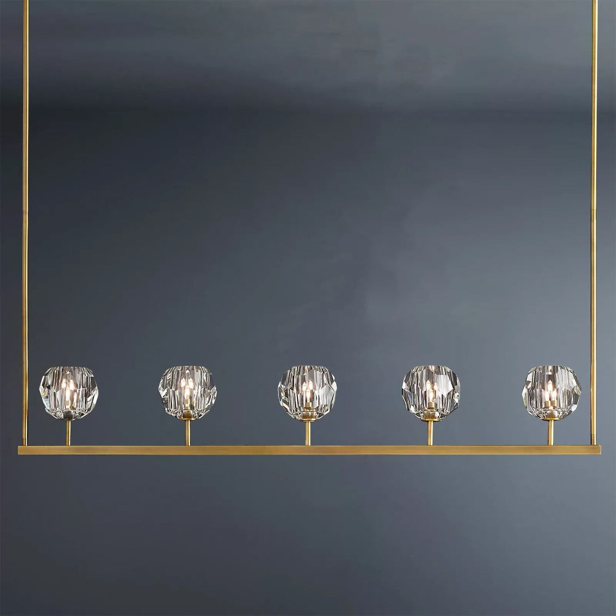 Boule De Crystal Ball Clear/Smoke Glass Linear Chandelier 48"