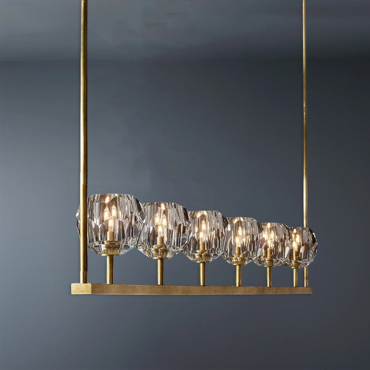 Boule De Crystal Ball Clear/Smoke Glass Linear Chandelier 60"