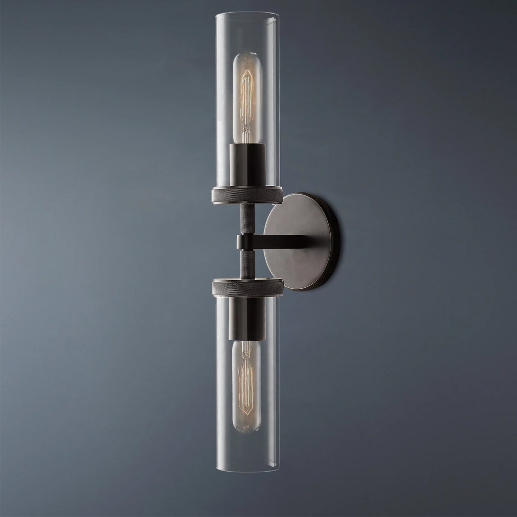 Embossed Tube Double Head Short Tube Wall Sconce