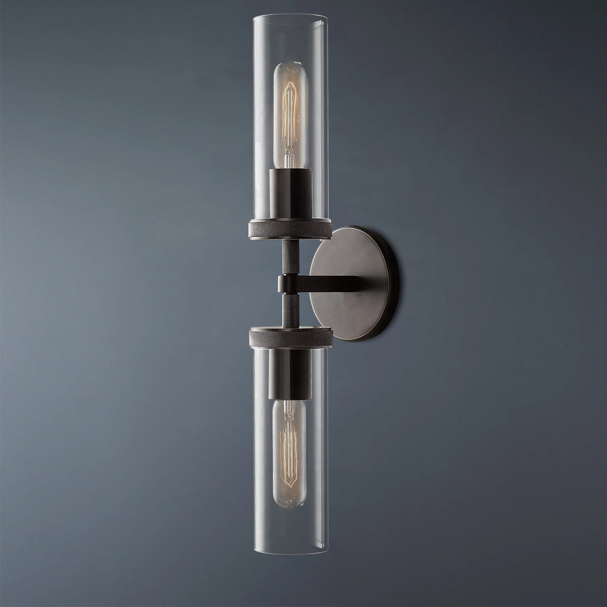 Embossed Tube Double Head Short Tube Wall Sconce