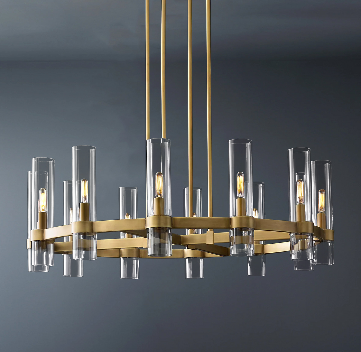 Ravelle Round Minimalist Glass Chandelier 30"