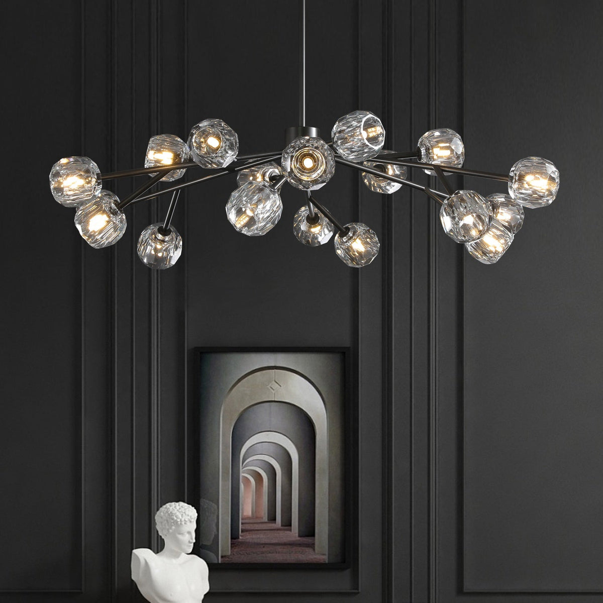 Boule De Crystal Ball Clear Glass Round Chandelier 48"