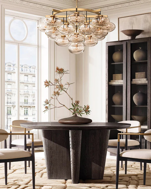 Curvette Clear Glass Round Chandelier 48"