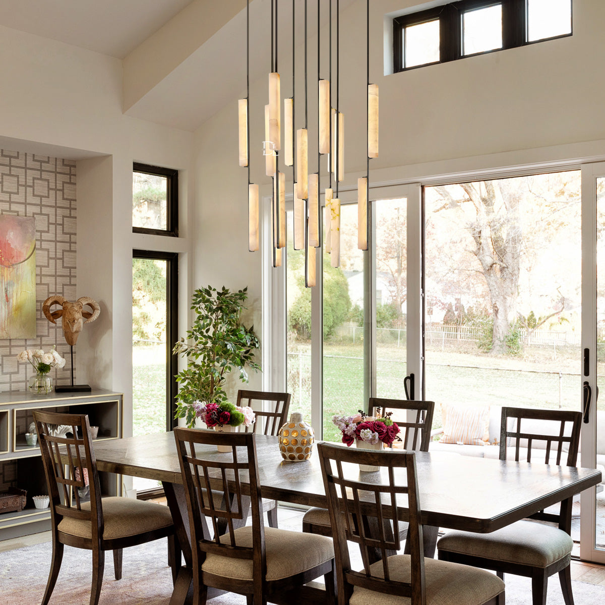 Aerie Alabaster Round Chandelier 40"