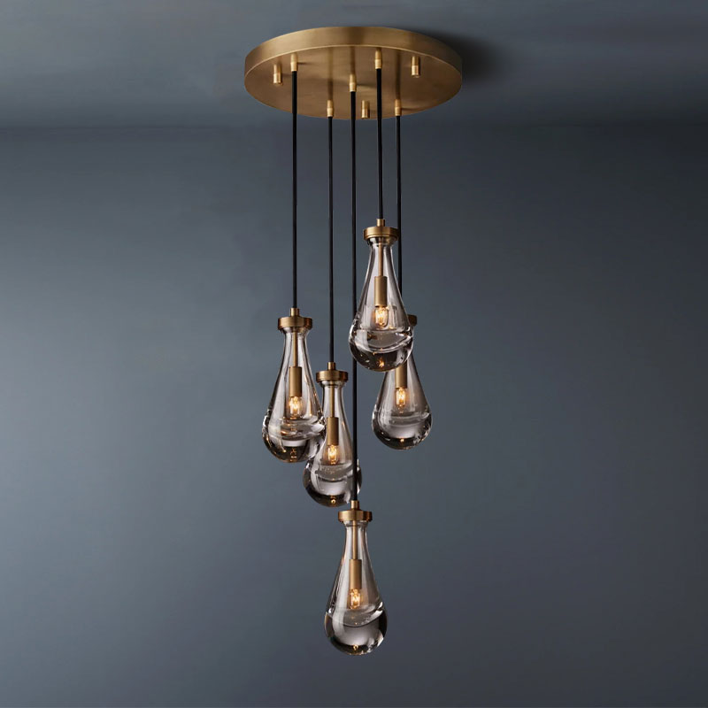 Raindrop Round 5-Lights Cord Chandelier