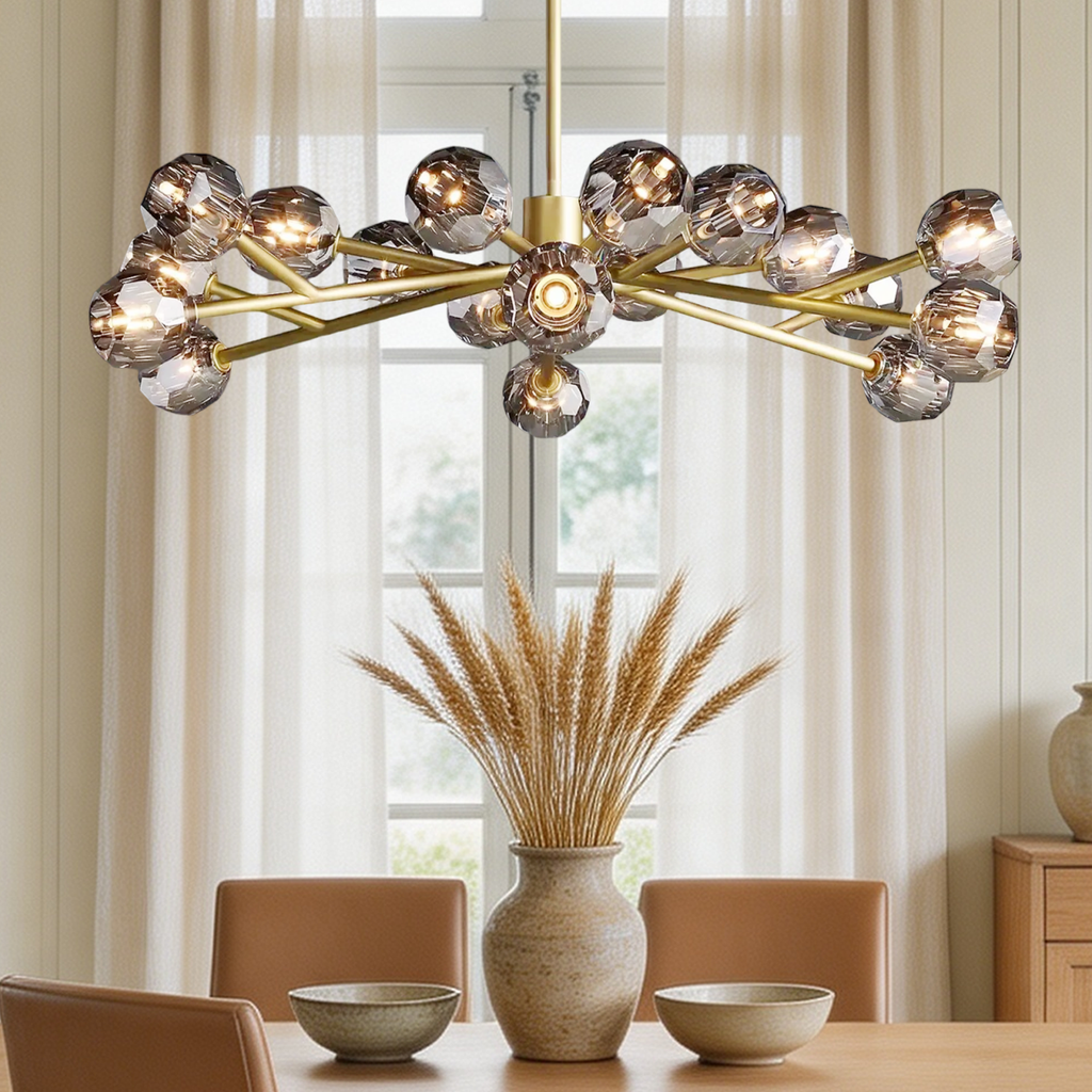 Boule De Crystal Ball Smoke Glass Round Chandelier 48"