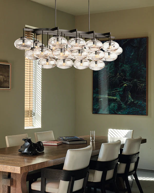 Curvette Clear Glass Linear Chandelier 72"