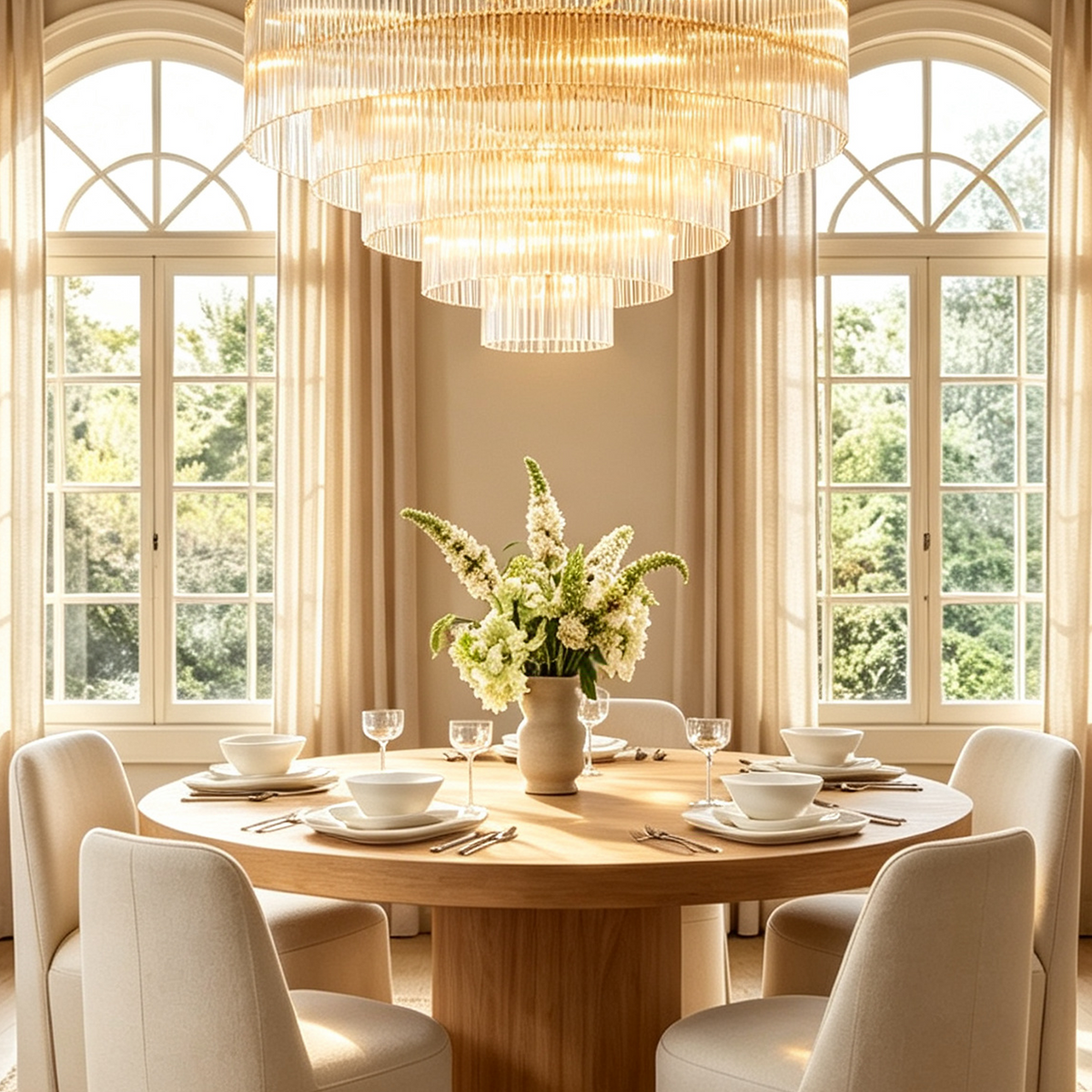 Amadeo K9 Glass Round Chandelier 50" For Living Room