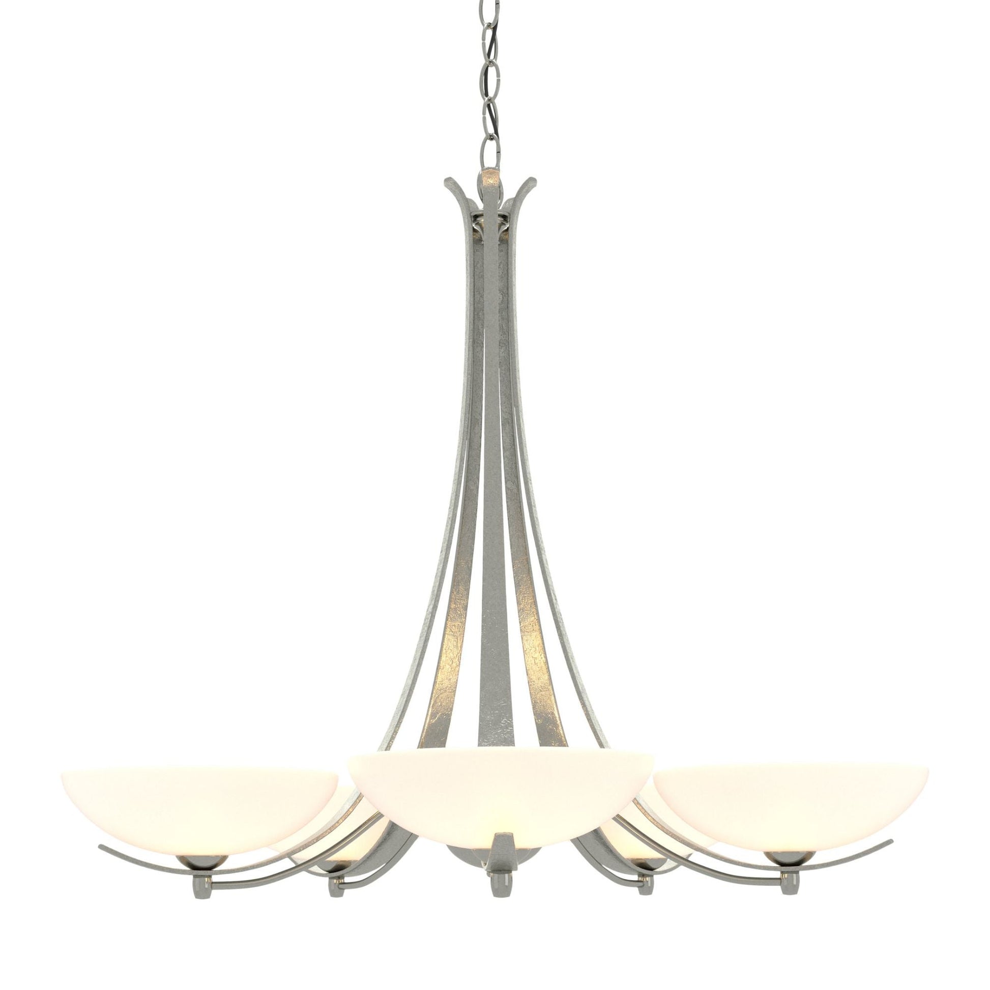 Aegis 5 Arm Chandelier 5-Light Opal Glass (GG) in Sterling