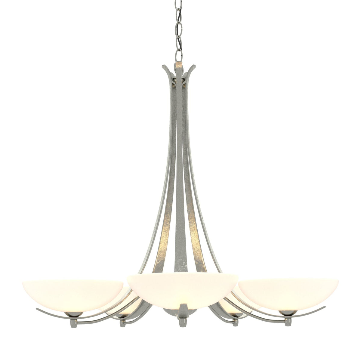 Aegis 5 Arm Chandelier 5-Light Opal Glass (GG) in Sterling