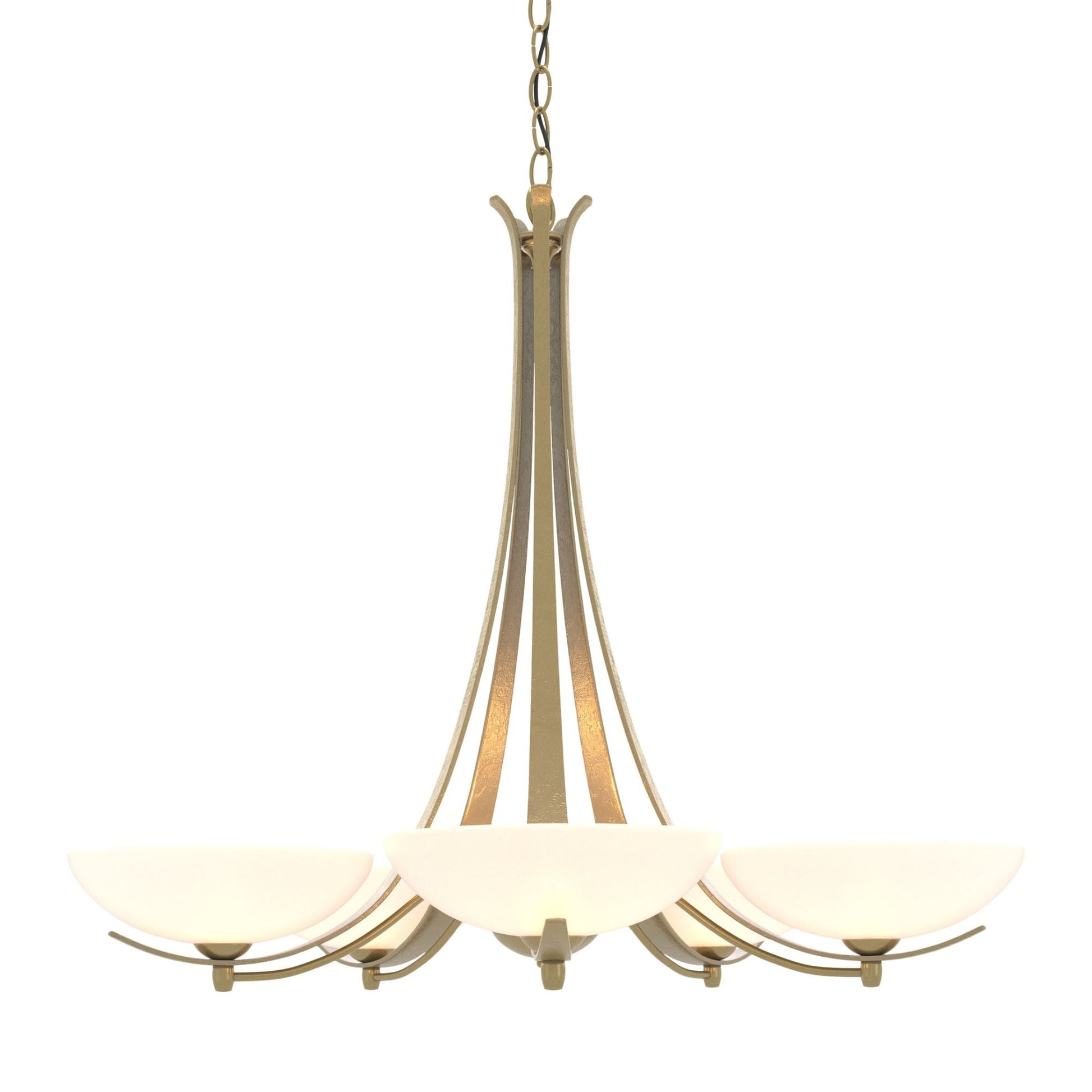 Aegis 5 Arm Chandelier 5-Light Opal Glass (GG) in Modern Brass