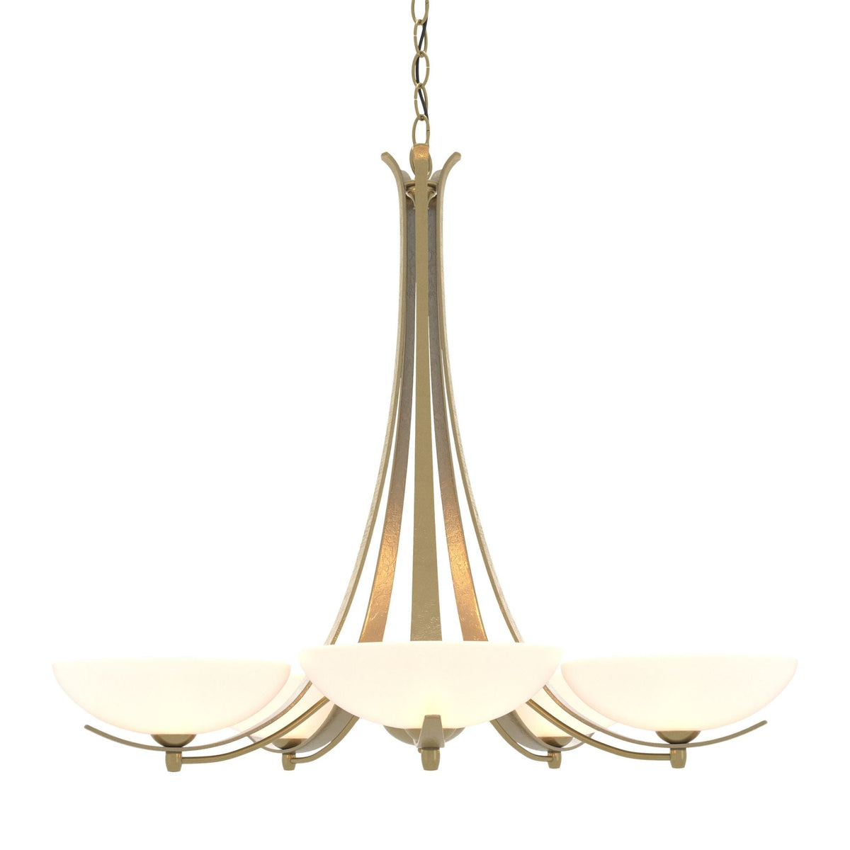 Aegis 5 Arm Chandelier 5-Light Opal Glass (GG) in Modern Brass