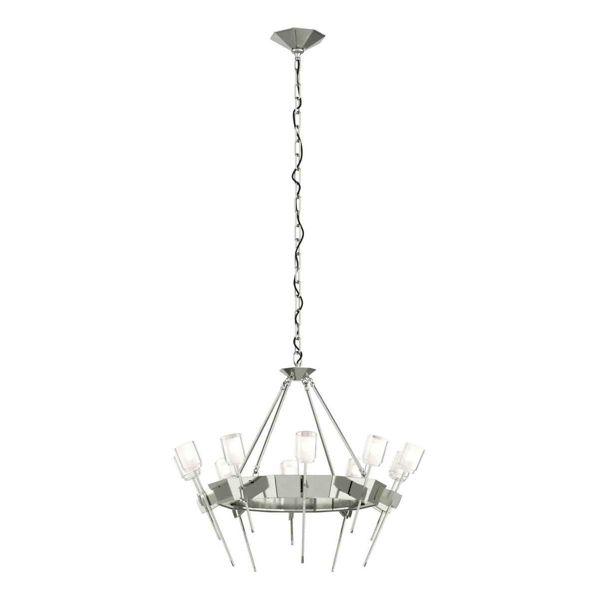 Echo 10-Light Circular Chandelier 10-Light Cast Glass (YC) in Sterling