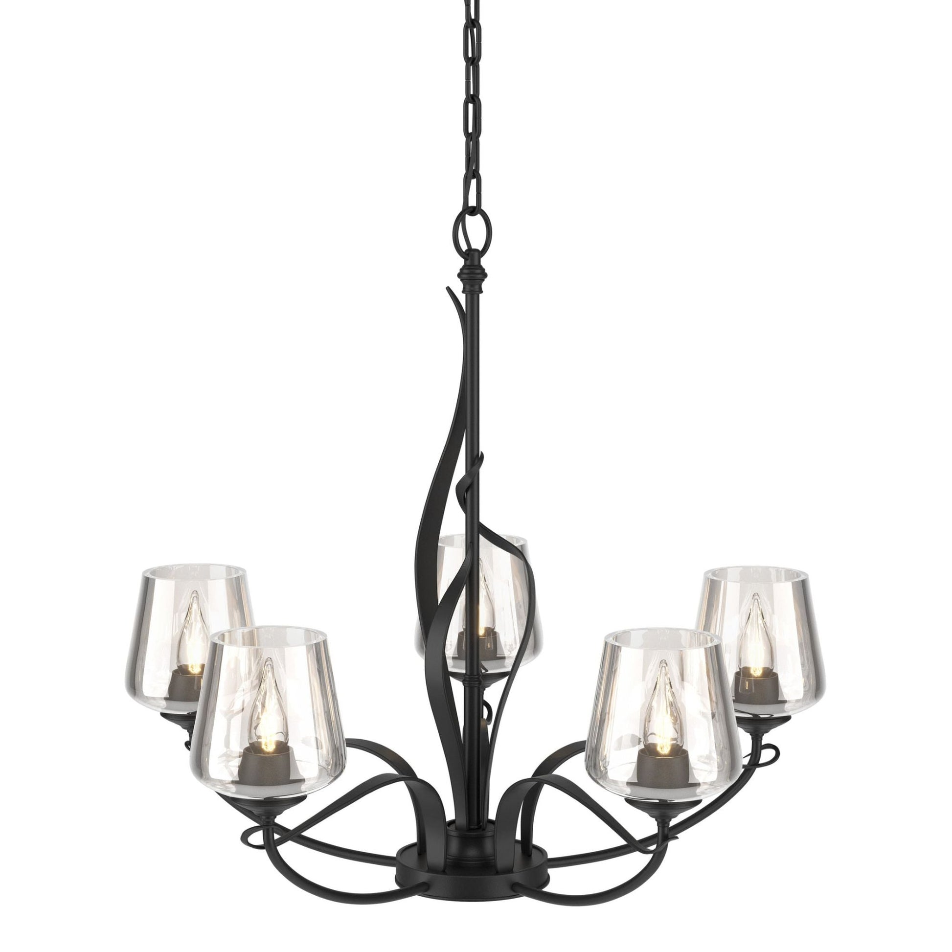Flora 5 Arm Chandelier 5-Light Clear Glass (ZM) in Black