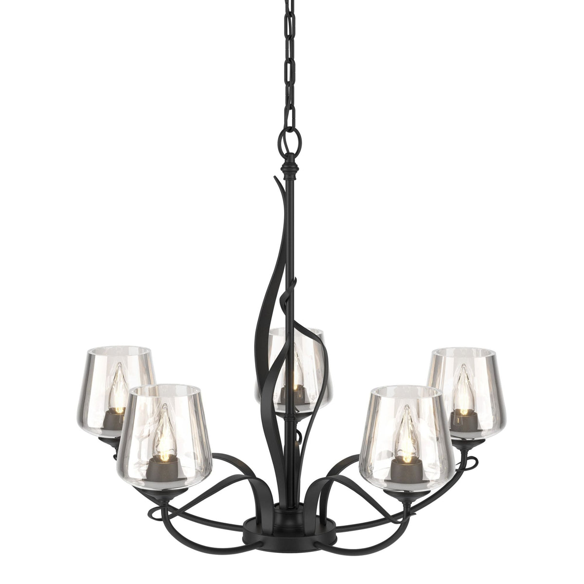 Flora 5 Arm Chandelier 5-Light Clear Glass (ZM) in Black