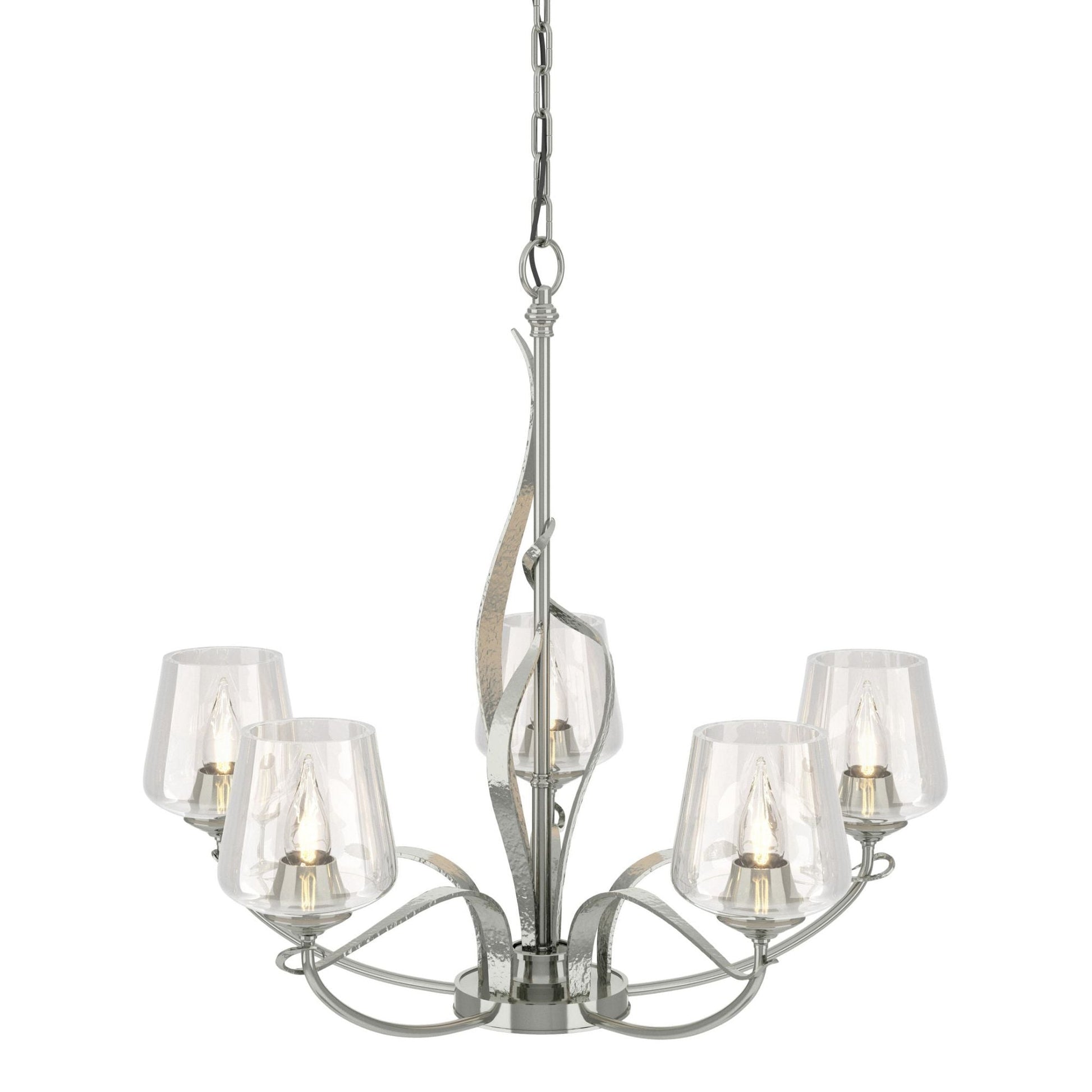 Flora 5 Arm Chandelier 5-Light Clear Glass (ZM) in Sterling