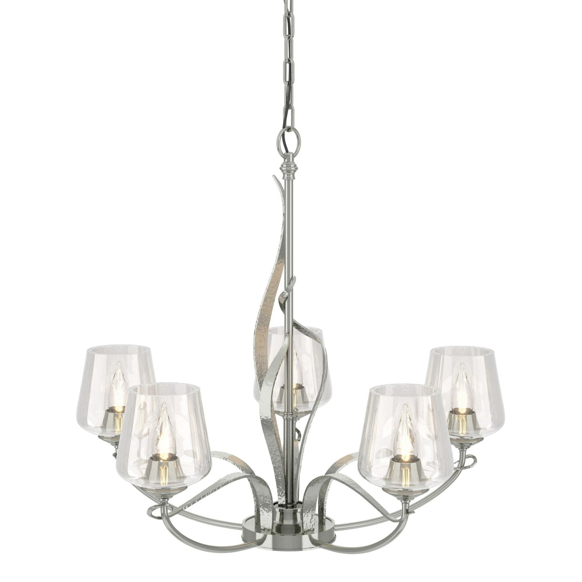 Flora 5 Arm Chandelier 5-Light Clear Glass (ZM) in Sterling