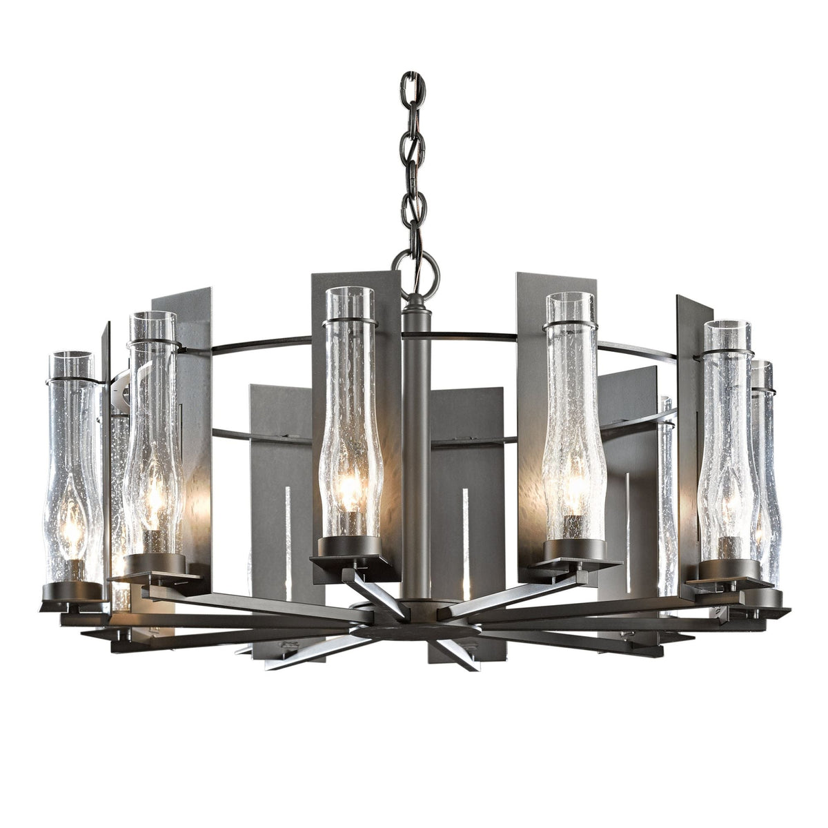 New Town 10 Arm Chandelier 10-Light Seeded Clear Glass (II) in Dark Smoke