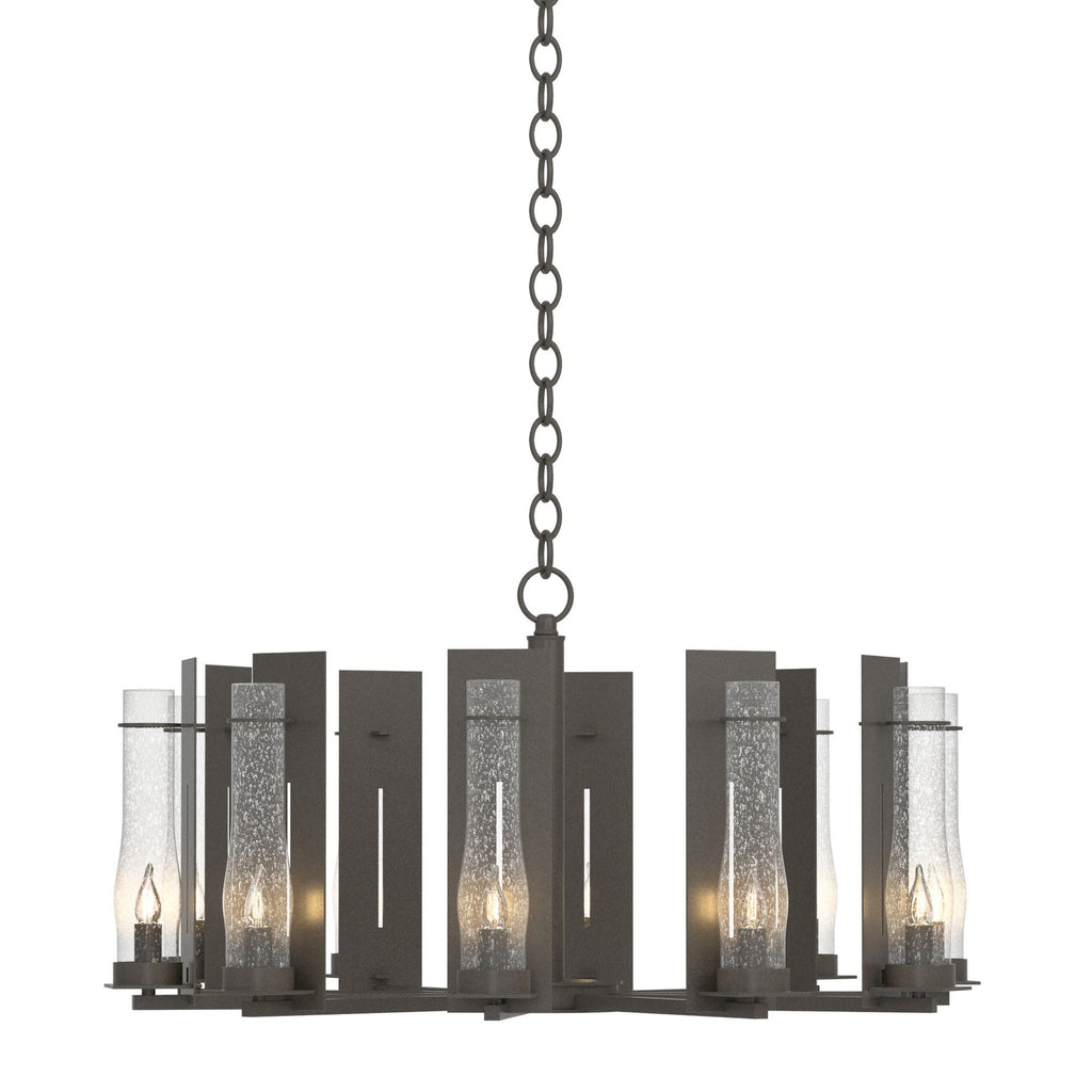 New Town 10 Arm Chandelier 10-Light Seeded Clear Glass (II) in Dark Smoke