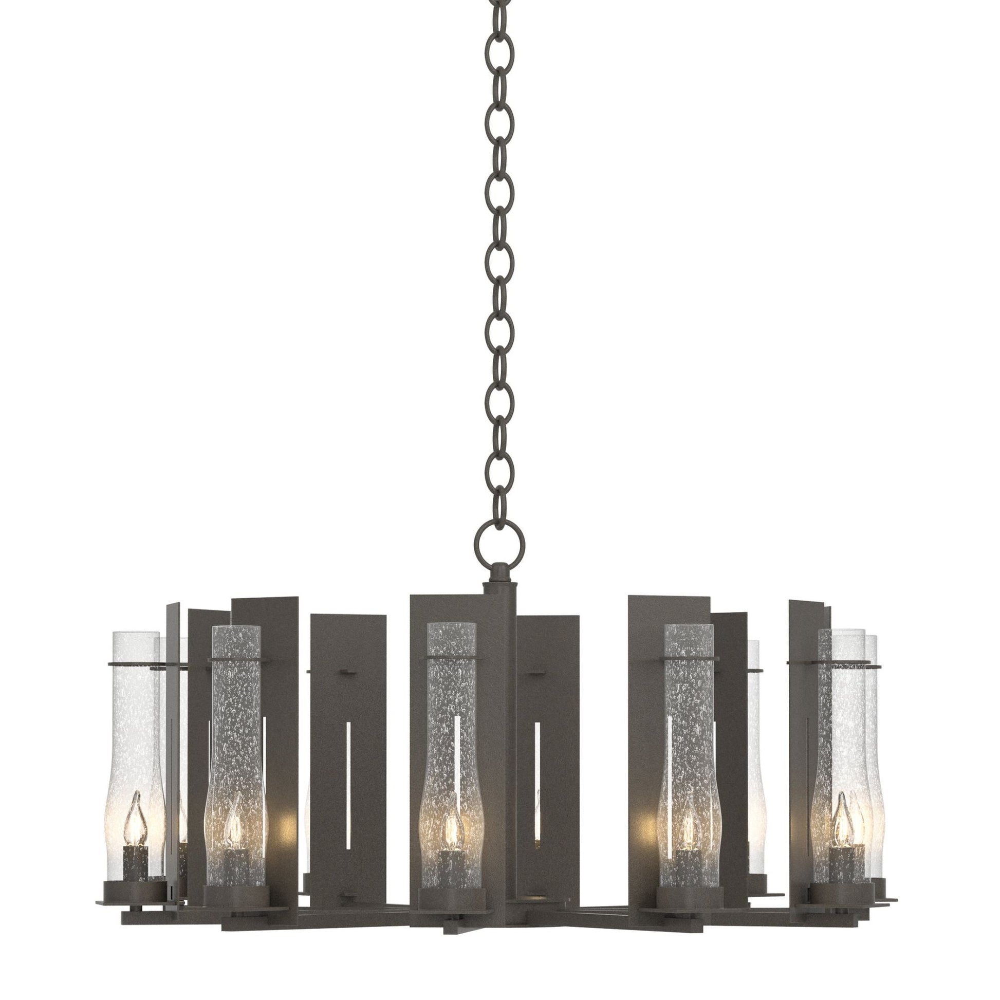 New Town 10 Arm Chandelier 10-Light Seeded Clear Glass (II) in Dark Smoke