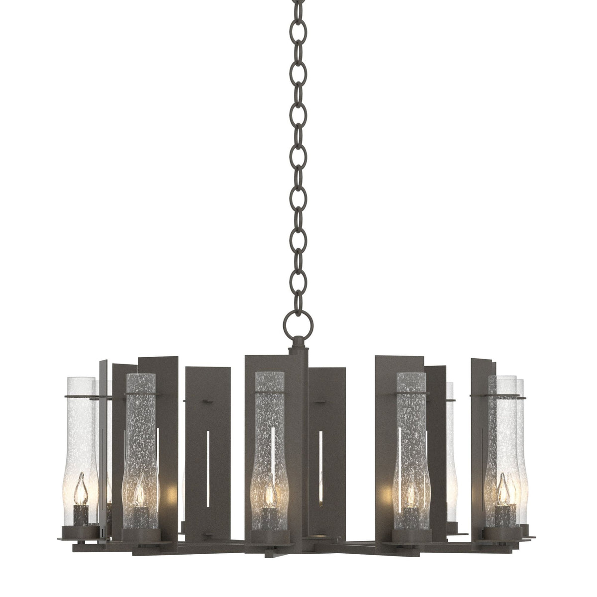 New Town 10 Arm Chandelier 10-Light Seeded Clear Glass (II) in Dark Smoke
