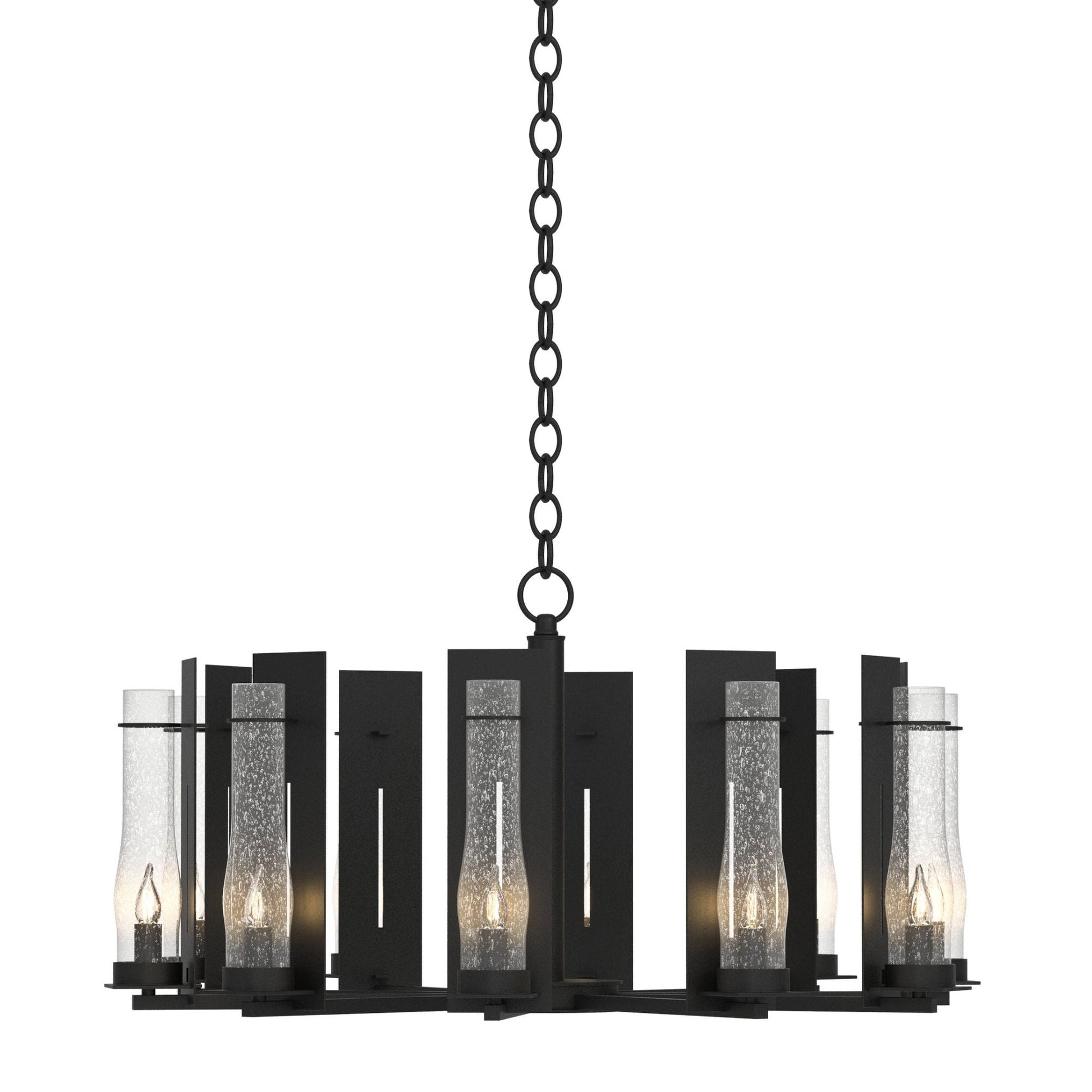 New Town 10 Arm Chandelier 10-Light Seeded Clear Glass (II) in Black