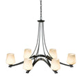 Oval Ribbon Opal Glass 6 Arm Chandelier 6-Light Opal Glass (GG) in Dark Smoke