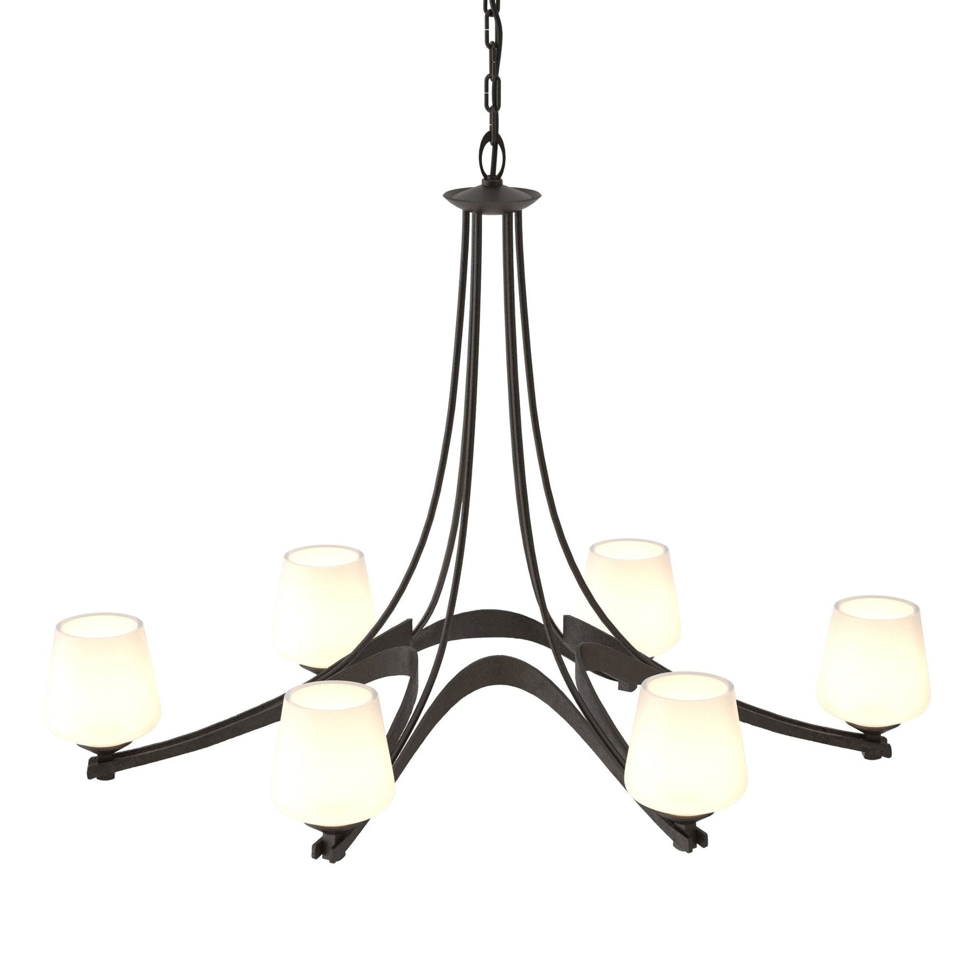 Oval Ribbon Opal Glass 6 Arm Chandelier 6-Light Opal Glass (GG) in Oil Rubbed Bronze