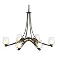 Oval Ribbon Clear Glass 6 Arm Chandelier 6-Light Clear Glass with Opal Diffuser (ZU) in Dark Smoke