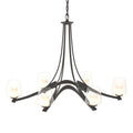 Oval Ribbon Clear Glass 6 Arm Chandelier 6-Light Clear Glass with Opal Diffuser (ZU) in Black