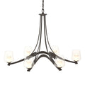 Oval Ribbon Clear Glass 6 Arm Chandelier 6-Light Clear Glass with Opal Diffuser (ZU) in Oil Rubbed Bronze