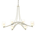 Oval Ribbon Clear Glass 6 Arm Chandelier 6-Light Clear Glass with Opal Diffuser (ZU) in Sterling