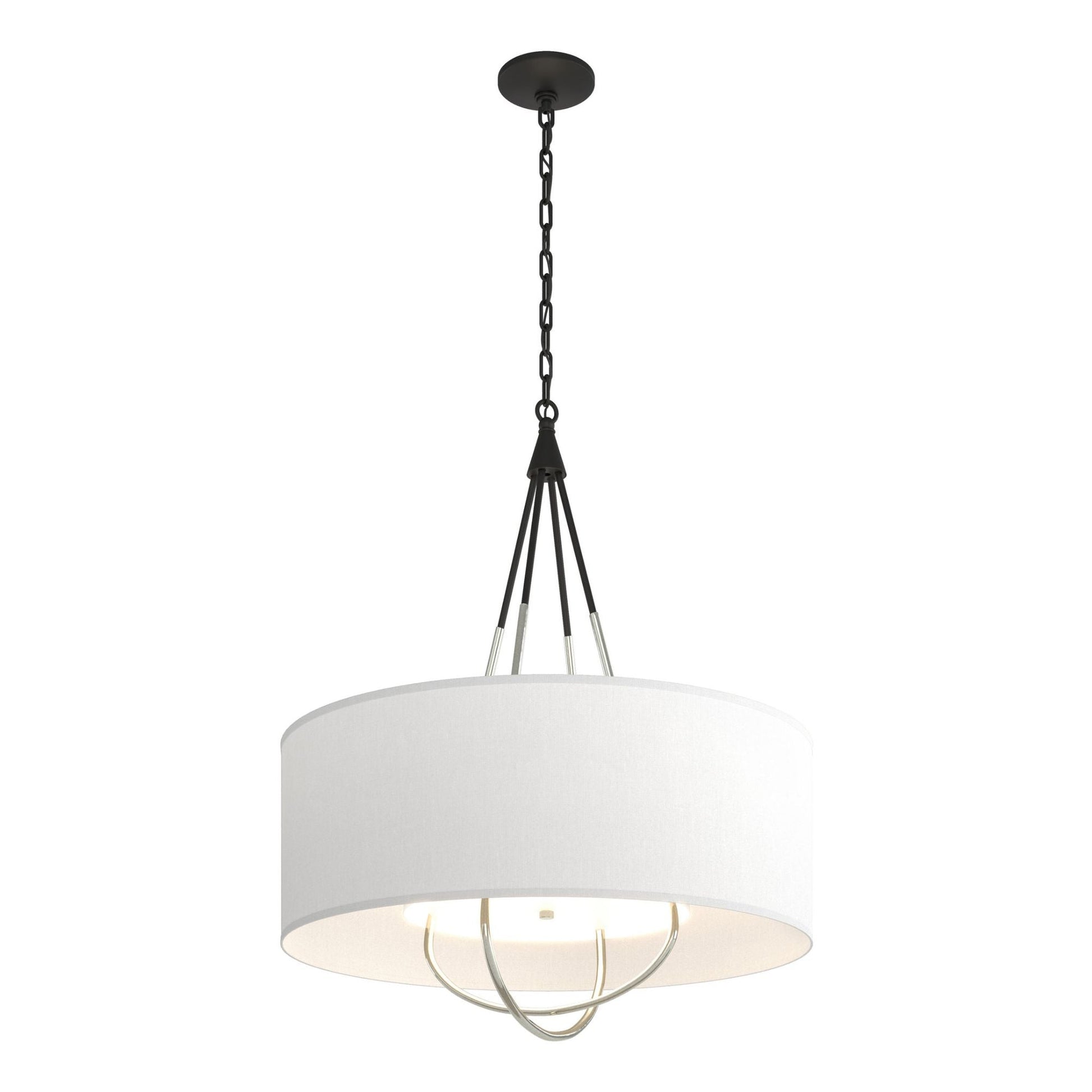 Loop Pendant 4-Light Sterling Accent Natural Anna Shade (SF) in Black
