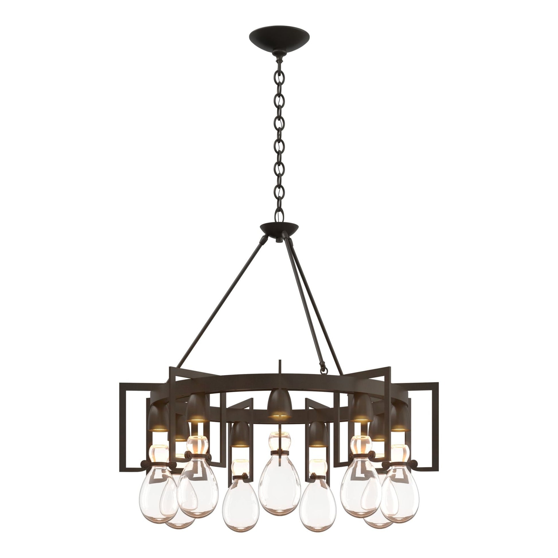 Apothecary Circular Chandelier 9-Light Clear Glass (ZM) in Dark Smoke