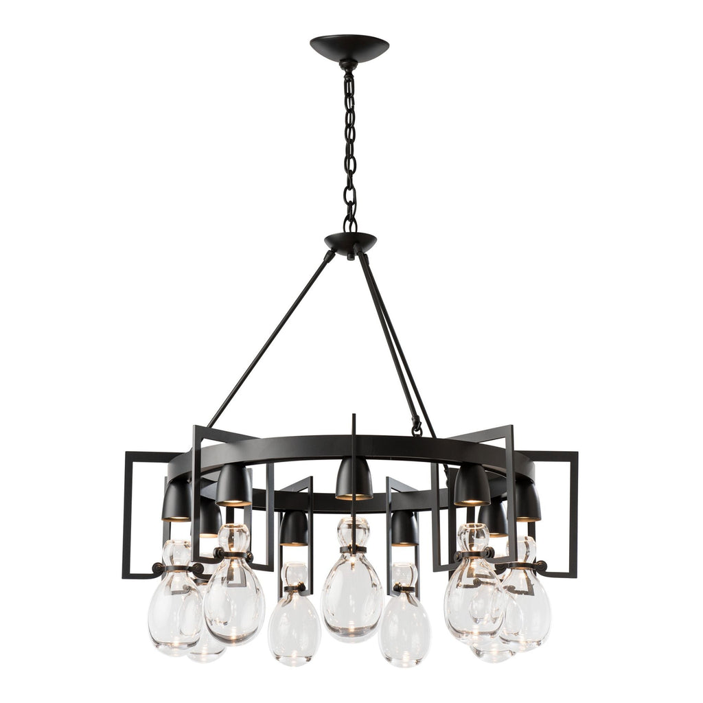 Apothecary Circular Chandelier 9-Light Clear Glass (ZM) in Black