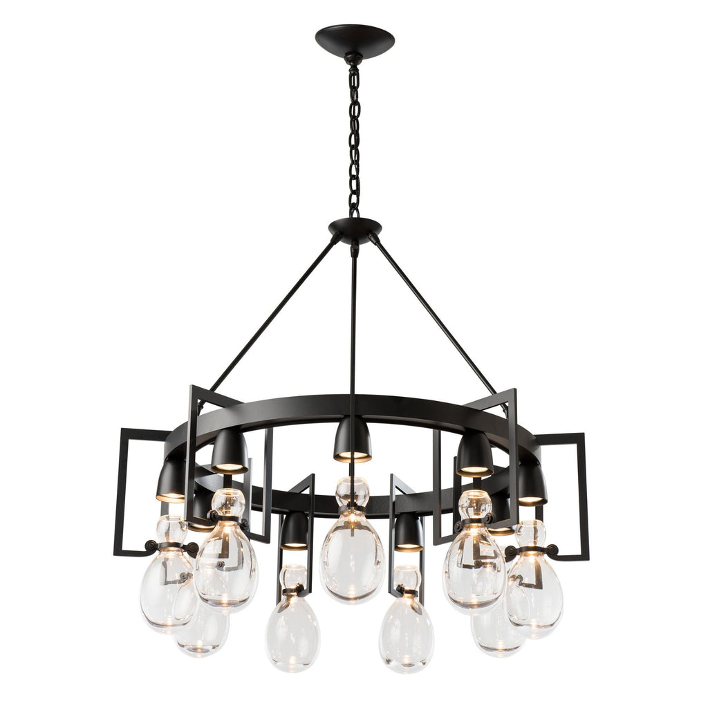 Apothecary Circular Chandelier 9-Light Clear Glass (ZM) in Black