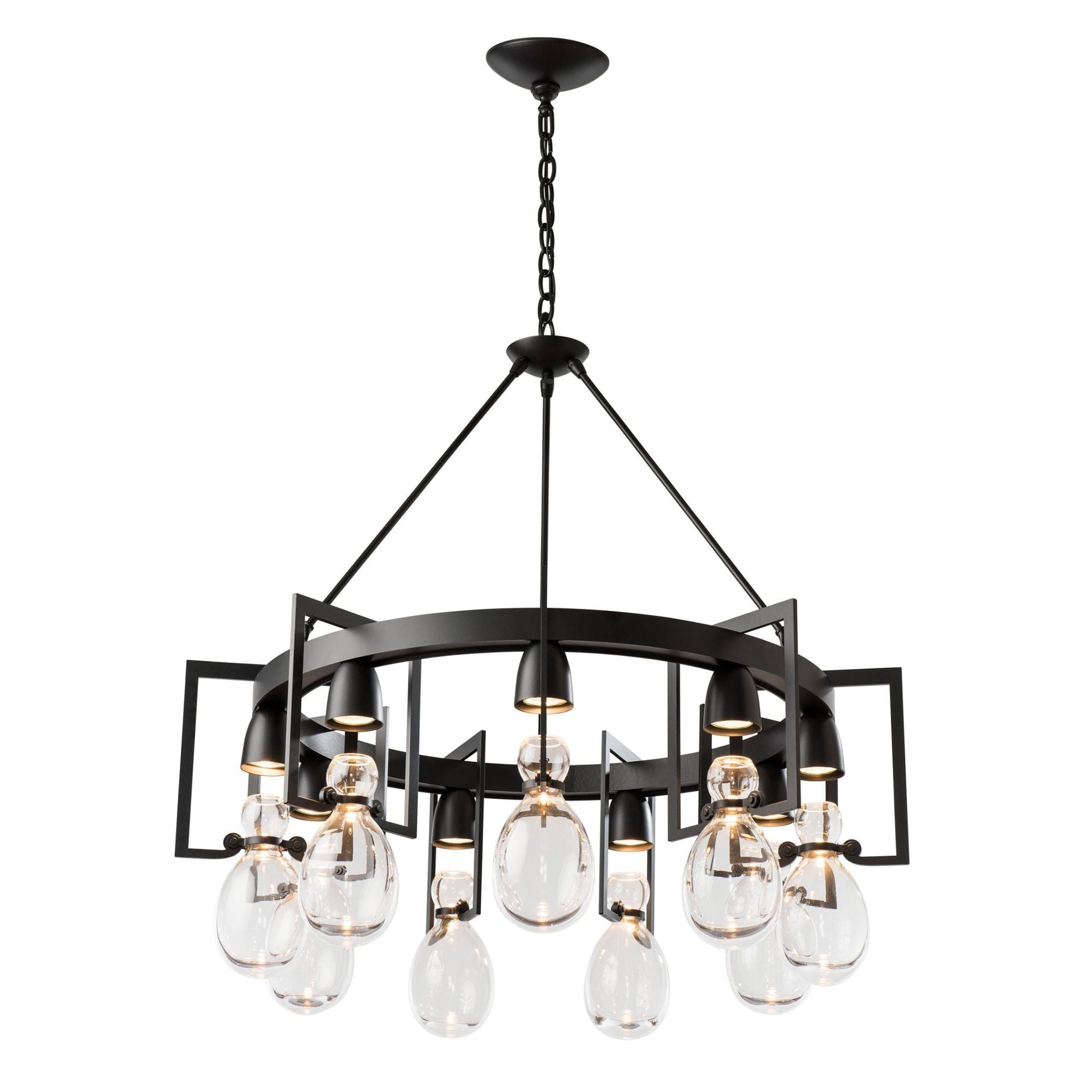 Apothecary Circular Chandelier 9-Light Clear Glass (ZM) in Black
