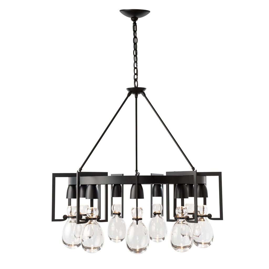 Apothecary Circular Chandelier 9-Light Clear Glass (ZM) in Black
