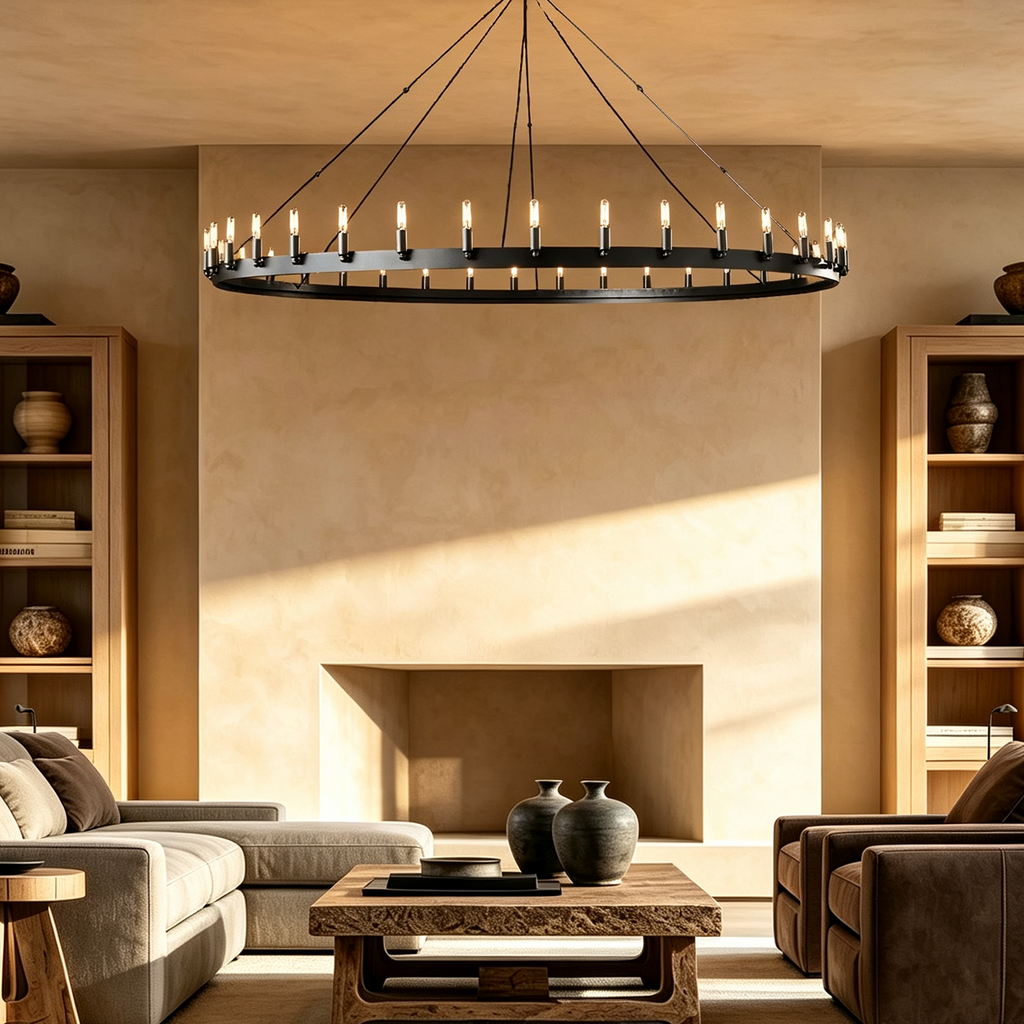 Camin Vintage Filament Round Chandelier 73" For Living Room
