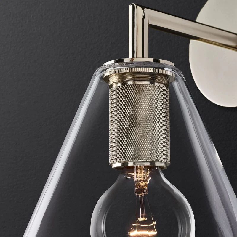 Machinist Glass Funnel Shade Wall Sconce For Dining Room