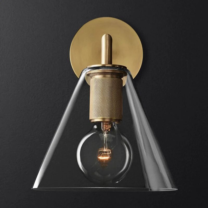Machinist Glass Funnel Shade Wall Sconce For Dining Room