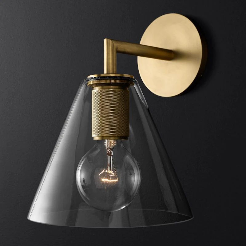 Machinist Glass Funnel Shade Wall Sconce For Dining Room