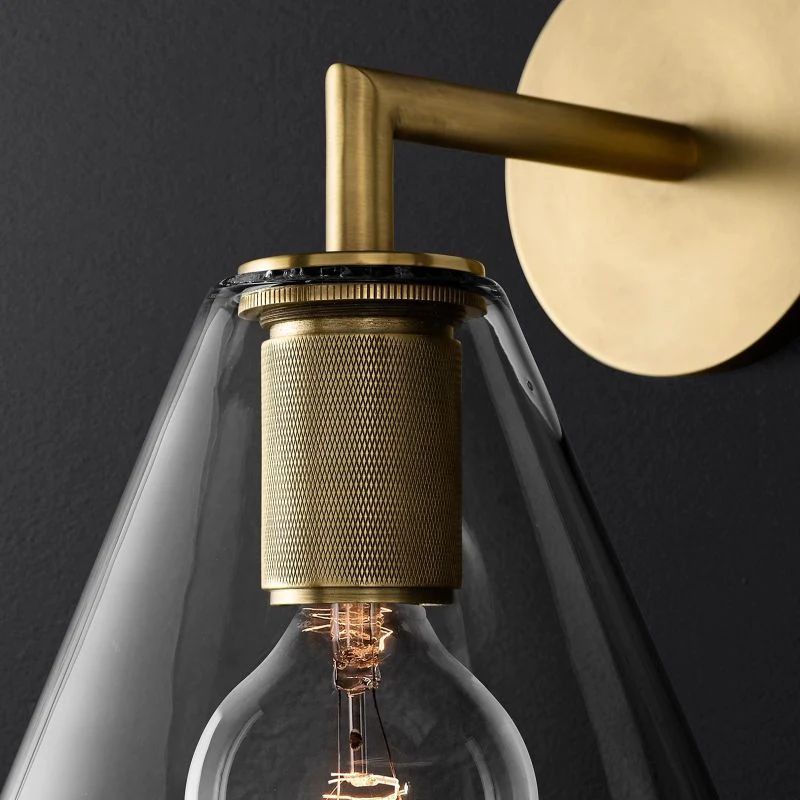 Machinist Glass Funnel Shade Wall Sconce For Dining Room