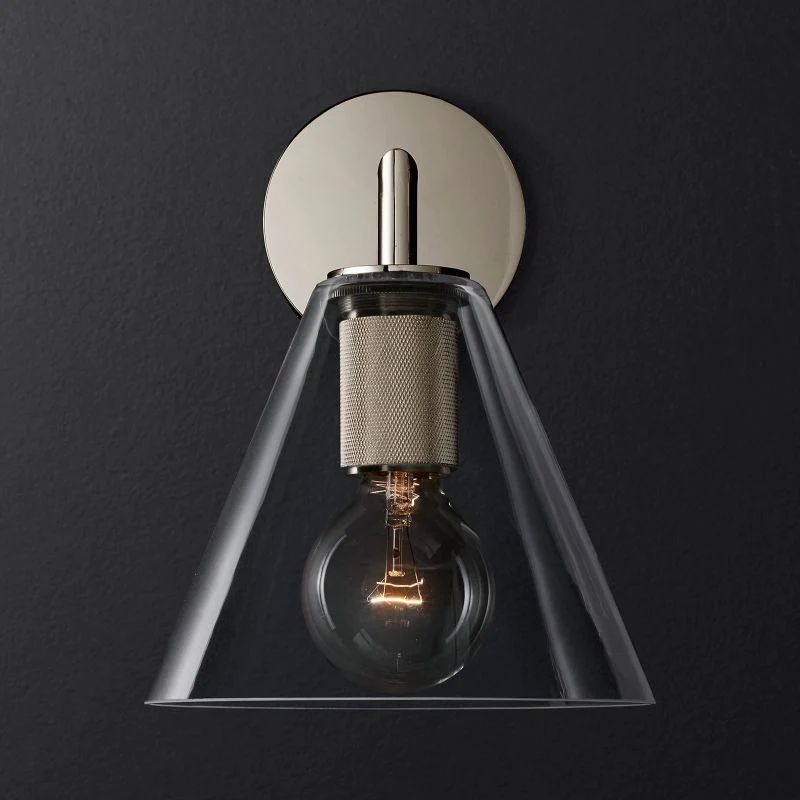 Machinist Glass Funnel Shade Wall Sconce For Dining Room