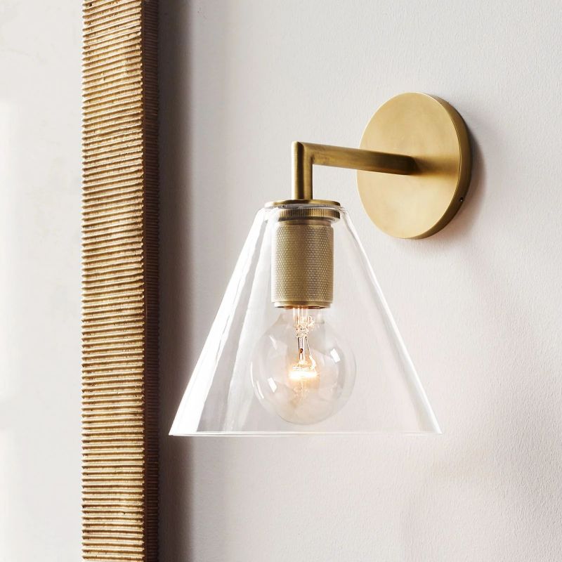 Machinist Glass Funnel Shade Wall Sconce For Dining Room