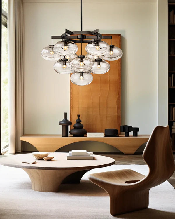 Curvette Clear Glass Round Chandelier 48"