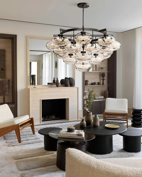 Curvette Clear Glass Round Chandelier 48"