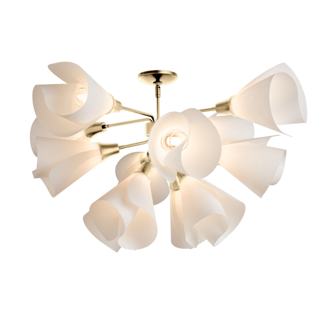 Mobius 12-Light Semi-Flush 12-Light Spun Frost (SH) in Modern Brass