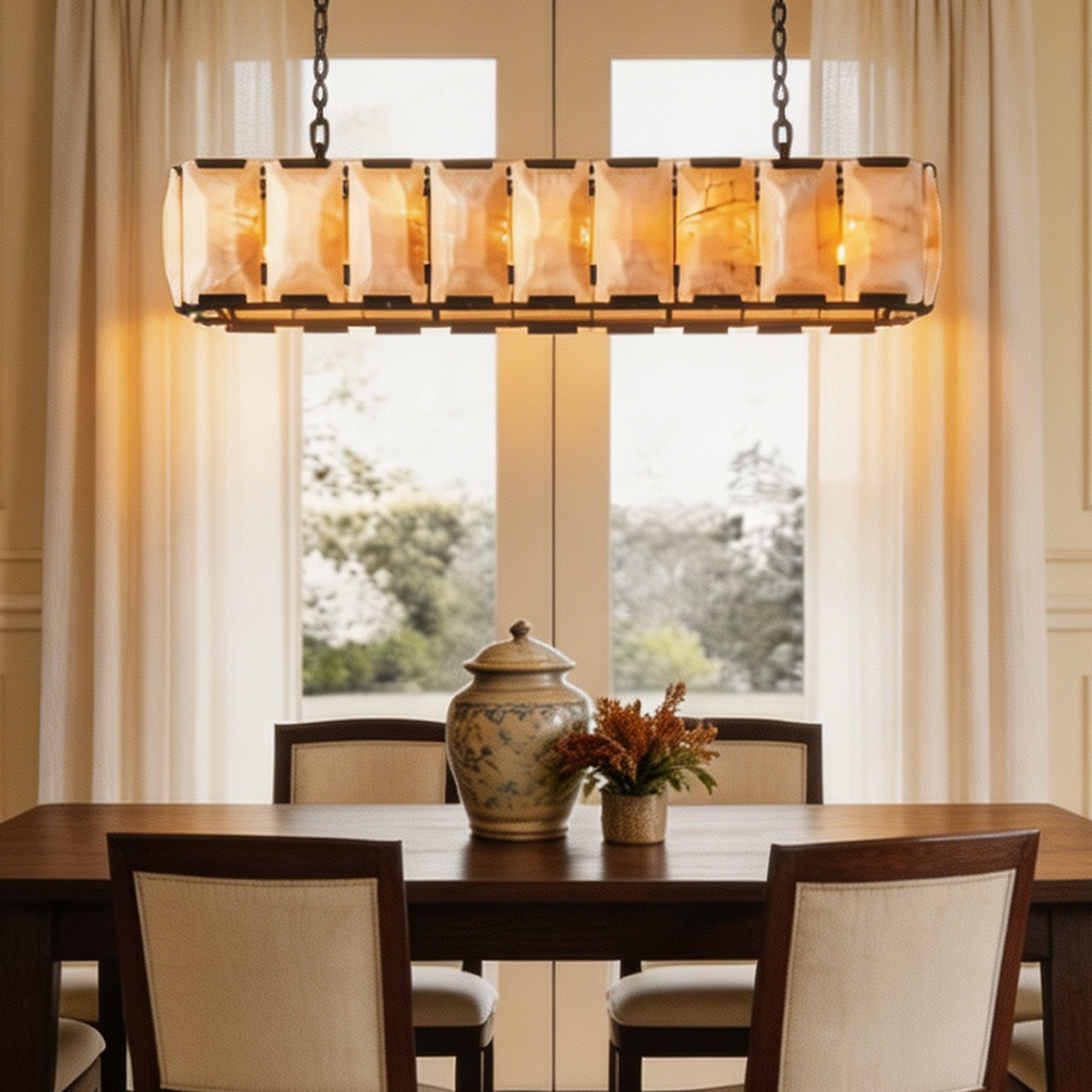 Harlow Calcite Rectangular Chandelier W 62"